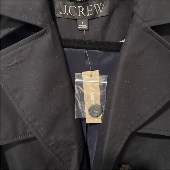 NWT J.Crew New Icon Trench Coat Black Hooded Hood Belt Jacket - Picture 8 of 9